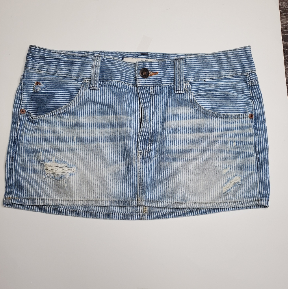 Abercrombie & Fitch Blue Striped Denim Skirt